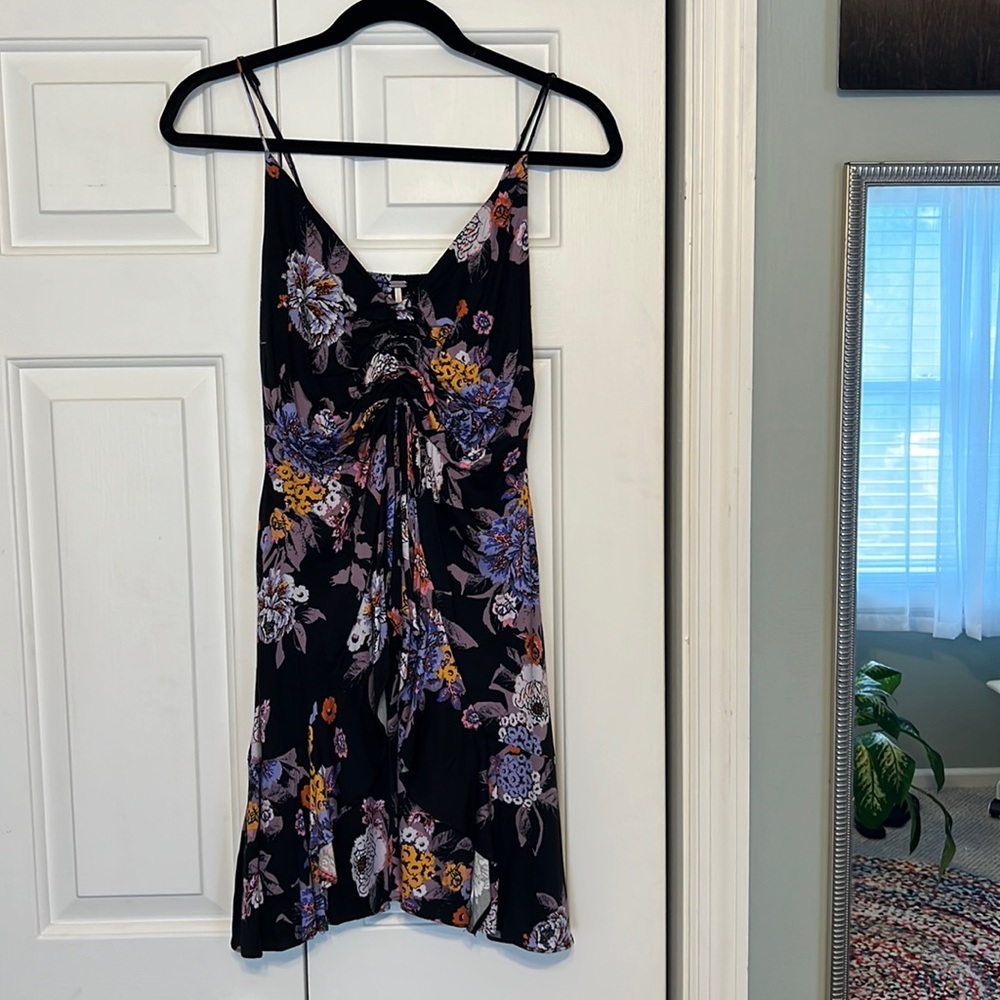 Free People Black Floral Mini Sun Dress